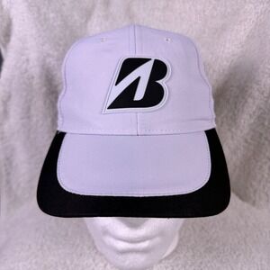 Bridgestone Golf Adjustable Baseball Hat Black White‎ Strapback Polyester